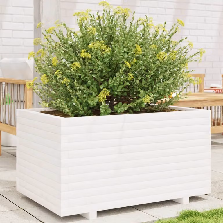 Fioriera da giardino vidaXL in legno di pino bianco L/P/H: 90 x 60 x 49,5 cm