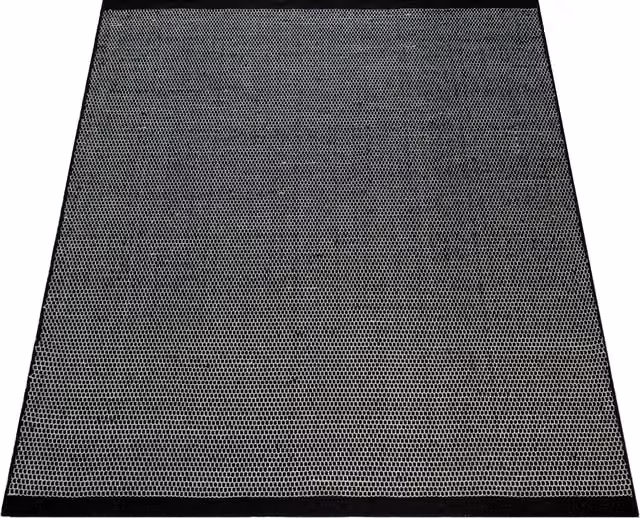 Tappeto Karma in lana e cotone nero L: 200 cm, P: 140 cm