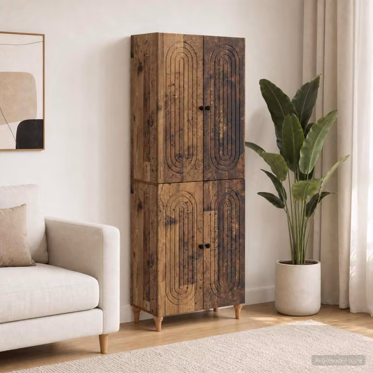 Set di mobili modern vidaXL in legno marrone composto da lowboard e pensili da parete L/P/H: 90,0 x 34,5 x 66,0 cm