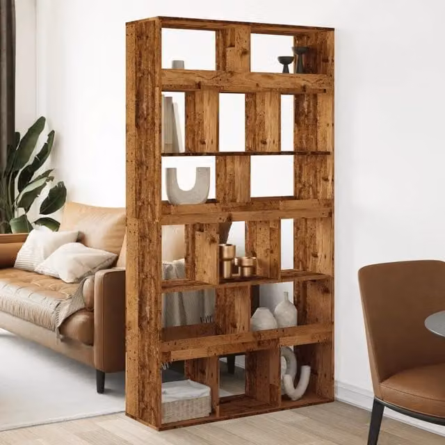 Divisorio per stanza VIDAXL in legno e MDF color marrone con scomparti medi, L 100 cm x P 33 cm x H 187,5 cm