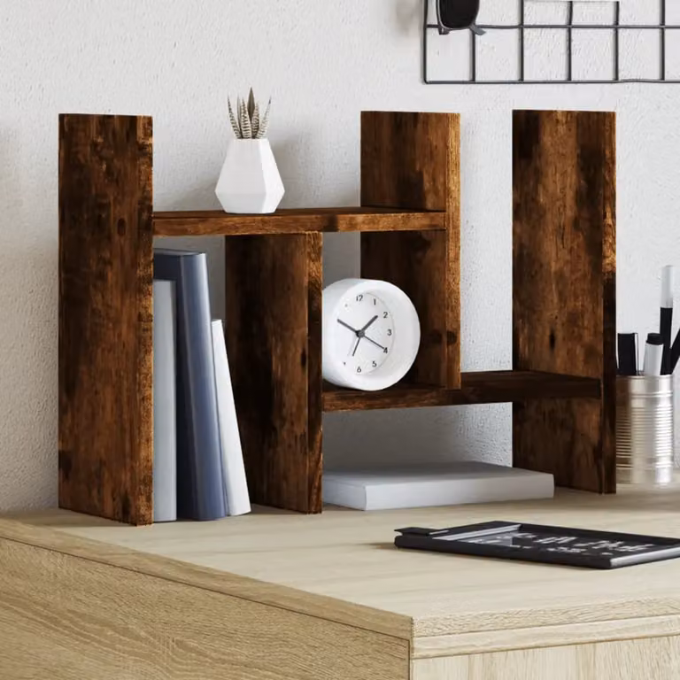 Organizzatore da scrivania multi scomparto vidaXL in legno Rovere Fumo L: 34,5 cm, P: 15,5 cm, H: 35,5 cm