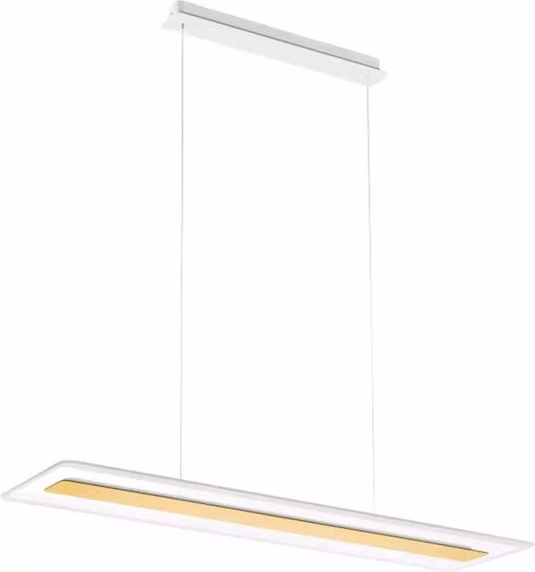 Linea Light Antille Lampada a Sospensione Moderna in Metallo e Vetro Bianco e Oro/Ottone con LED Luce Bianca Calda e Altezza Regolabile