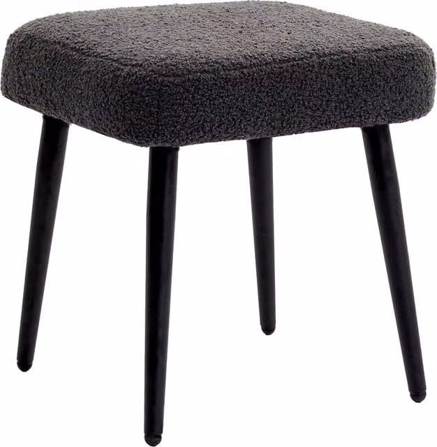 Sgabello con poggiapiedi e seduta imbottita HOMCOM in tessuto effetto cachemire con gambe in metallo, L 42 x P 42 x H 44 cm, Grigio scuro