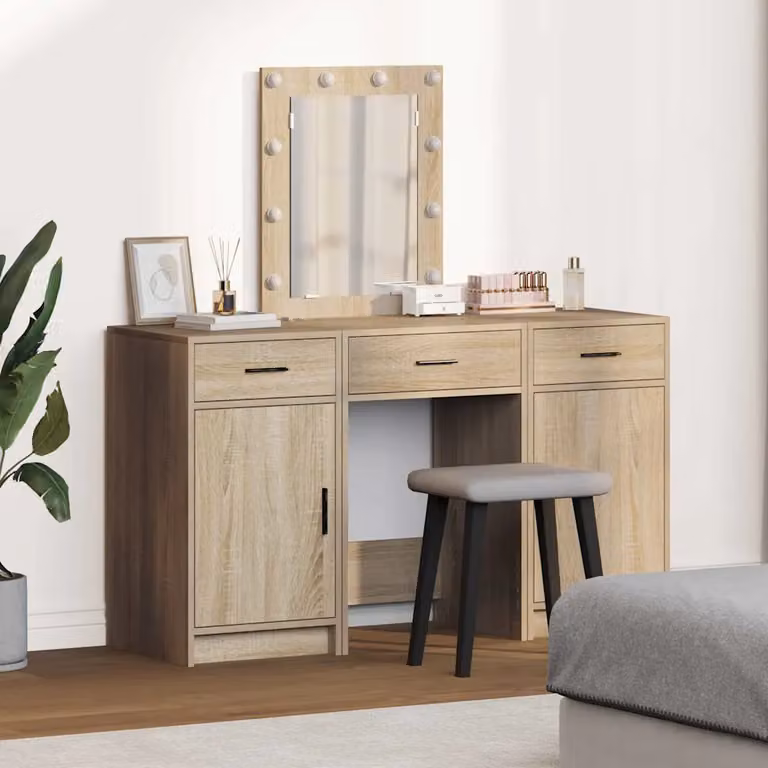 vidaXL Tavolo da Trucco Moderno in Legno Marrone L: 50 cm, P: 41 cm, H: 135 cm