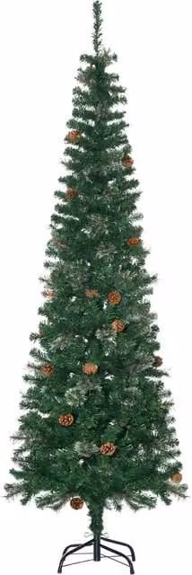 Albero di Natale Realistico HOMCOM con Pigne Decorative e 556 Rami, Altezza: 195 cm, Verde
