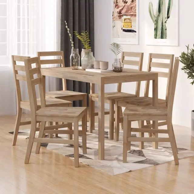 vidaXL Set da Pranzo Moderno in Legno di Acacia Marrone, 7 Pezzi