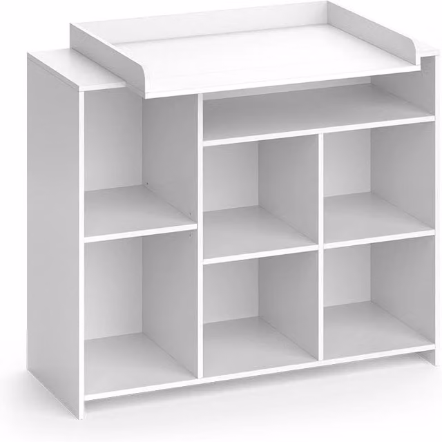 Fasciatoio Oskar Vicco Bianco con ripiani aperti e protezione di sicurezza L 113 cm x P 100 cm