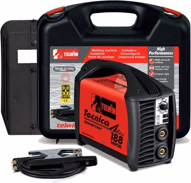 Saldatrice inverter a elettrodo MMA e TIG Telwin Tecnica 188 Mpge rossa