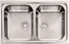 Lavello a due vasche LEVANTE in acciaio inox satinato argento L: 79 cm, P: 50 cm