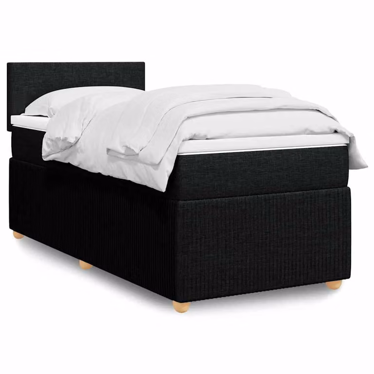 vidaXL Giroletto a Molle Ibrido con Materasso in Tessuto Nero e Bianco L/P/H: 200 x 90 x 100,5 cm