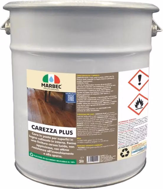 Cera in pasta trasparente per superfici in legno Marbec Carezza Plus 5 l