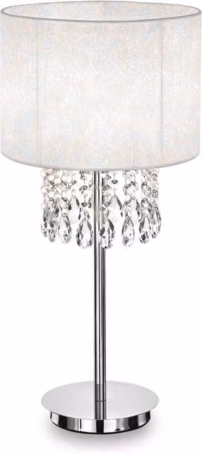 Ideal Lux Opera Lampada da Tavolo in Metallo e Cristallo Cromato e Bianco con LED