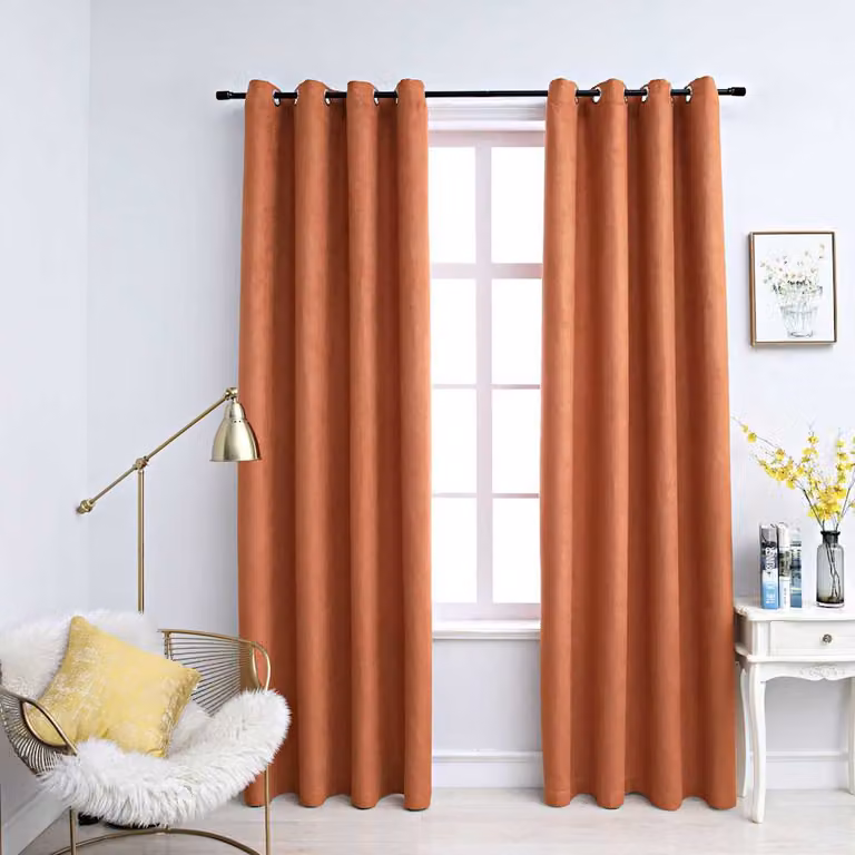 Set di 2 tende oscuranti vidaXL con anelli in metallo, colore ruggine, L: 140 cm x H: 245 cm