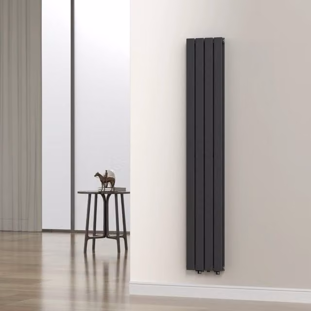 Termosifone a pannello doppio con elementi piatti neu.haus, colore nero, L: 180 cm, P: 30 cm
