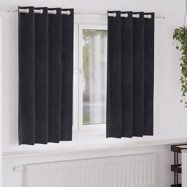 Set di 2 tende oscuranti vidaXL in velluto nero, L 140 cm x H 175 cm