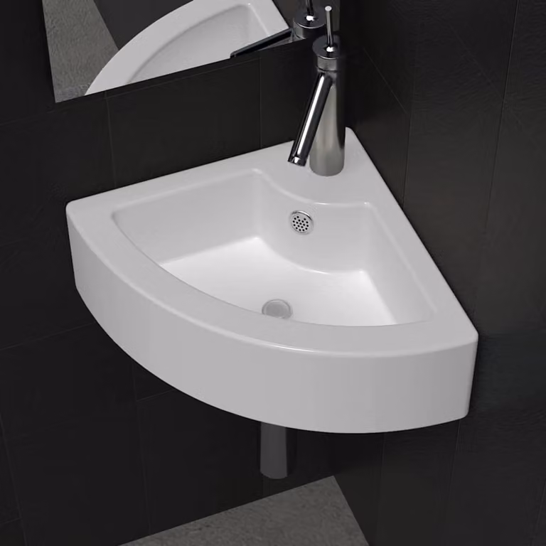 Lavandino da appoggio in ceramica con troppopieno vidaXL Bianco L: 45 cm, P: 32 cm, H: 12,5 cm