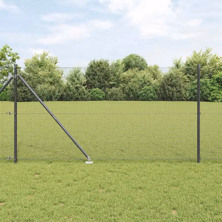 Recinzione in rete saldata con punte vidaXL in acciaio e PVC, Grigio, H: 140 cm, L: 140 cm, P: 2,1 cm