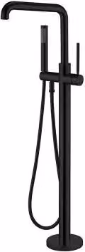 Miscelatore per vasca freestanding a pavimento INBAGNO nero opaco con leva singola e set doccia in ottone