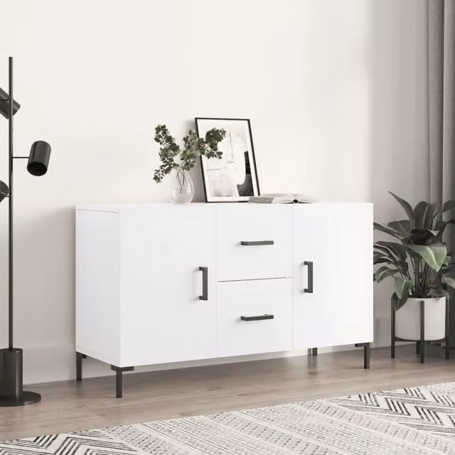 Credenza Buffet da cucina Design Mania Bianca in Legno e Metallo L/P/H: 100 x 36 x 60 cm