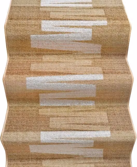 Passatoia EMMEVI Beige con motivo Zig Zag, lavabile e antiscivolo, ideale per scale, corridoio o cucina, L: 67 cm x P: 850 cm