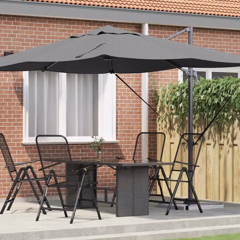 Ombrellone a braccio mobile vidaXL in poliestere e alluminio colore antracite L: 351 cm, P: 250 cm, H: 260 cm