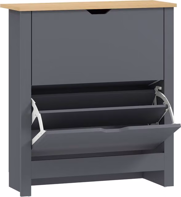 Scarpiera HOMCOM con 2 scomparti ribaltabili e divisori regolabili per 8-12 paia di scarpe, Grigio Scuro, L: 72 cm, P: 26 cm, H: 80 cm