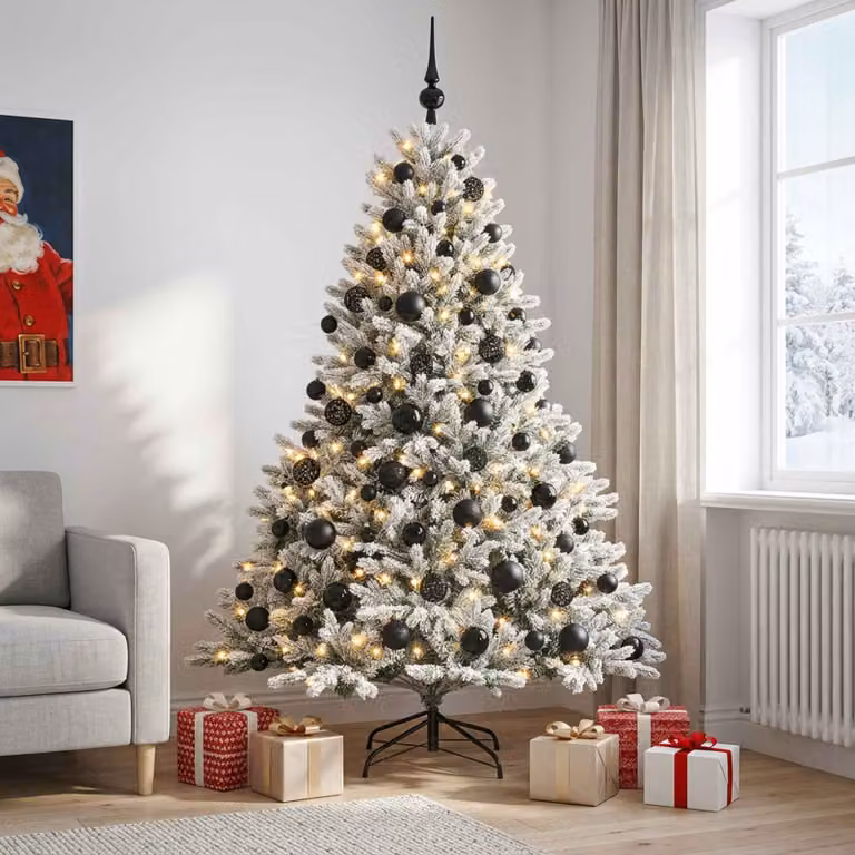 Albero di Natale artificiale vidaXL verde con 300 LED bianco caldo e decorazioni, Altezza: 180 cm