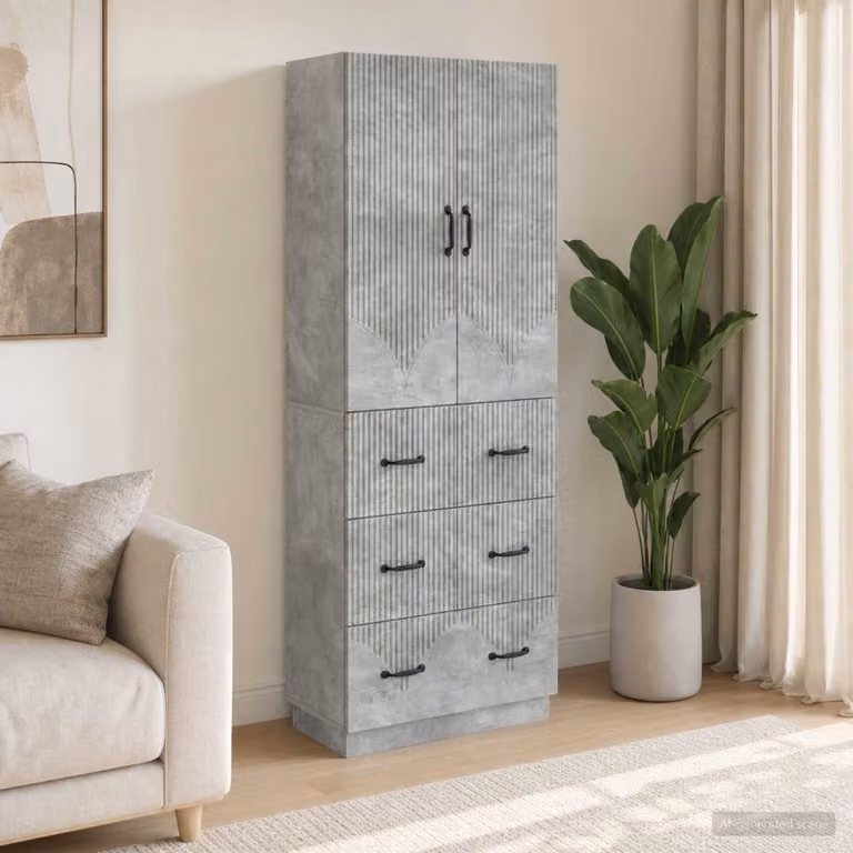 Set di 2 armadi vidaXL grigi con ante scorrevoli e cassetti, L/P/H: 66 x 34,5 x 87 cm