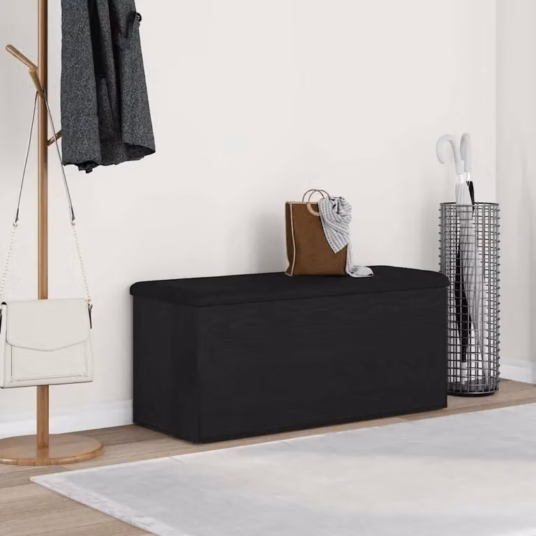 Panchina con contenitore vidaXL moderna in nero, L: 102 cm, P: 42 cm, H: 45 cm