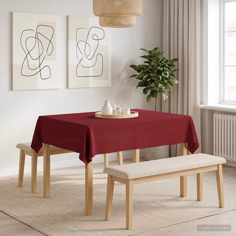 Set di 5 tovaglie rettangolari vidaXL in poliestere, colore rosso vino, L: 110 cm, P: 140 cm