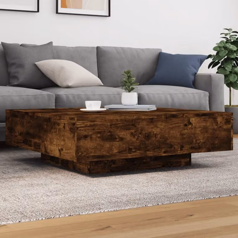 vidaXL Tavolino da Salotto Moderno in Legno Rovere Fumo Marrone L/P/H: 100 x 100 x 31 cm