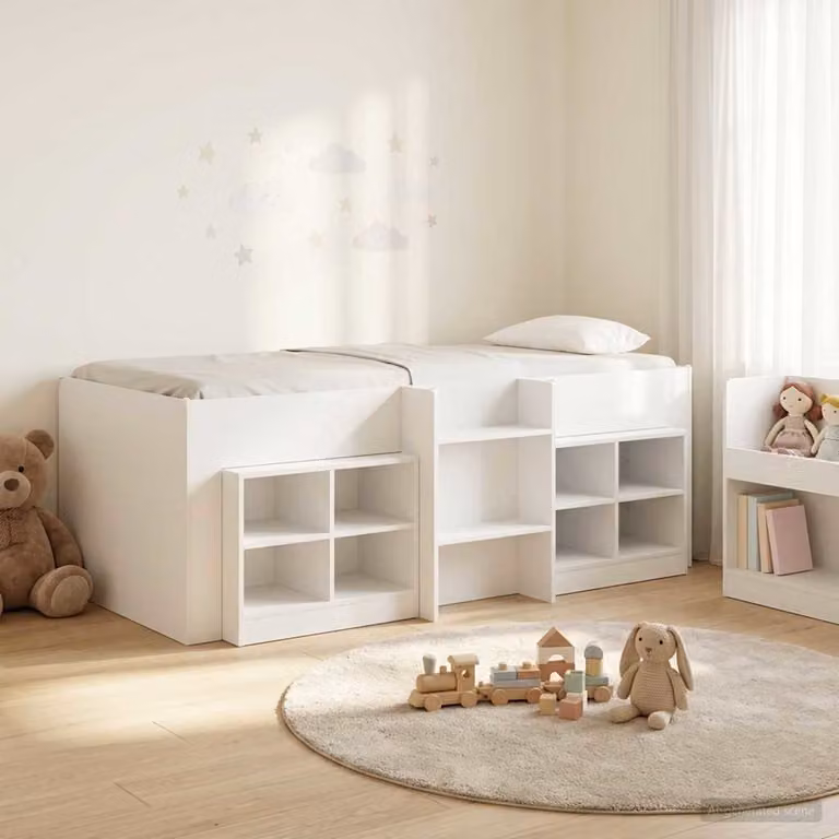 vidaXL Struttura Letto Loft Singolo con Scaffali e Scala, Bianco, L/P/H: 203 x 90 x 111 cm
