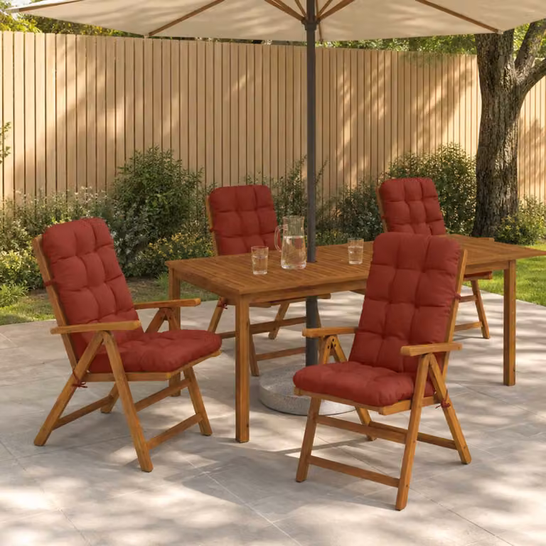 Set di 4 cuscini per sedia alta vidaXL VIANEN in poliestere rosso con rivestimento lavabile