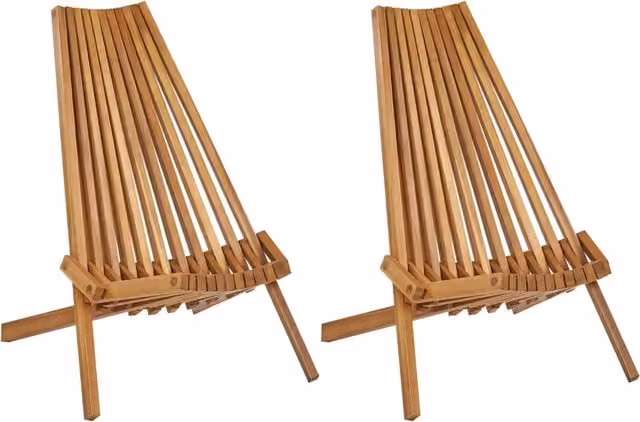 Set di 2 sedie da giardino BELIANI in legno di acacia marrone, modello pieghevole in stile rustico per esterni