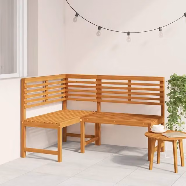Panca da Giardino ad Angolo in Legno di Acacia Marrone da MERCATOXL