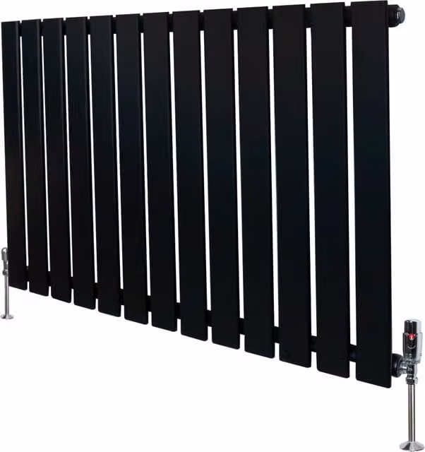 Radiatore Orizzontale in Acciaio Monster Group BV Nero con Valvola Termostatica e Staffa a Parete L: 60 cm, H: 91 cm