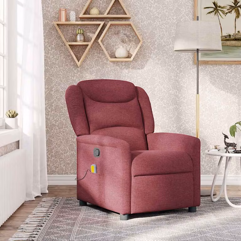 vidaXL Poltrona Reclinabile Relax Moderno in Tessuto Rosso con Braccioli