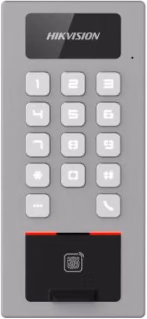 Terminale di controllo accessi con lettore di impronte digitali Hikvision DS-K1T502DBFWX grigio con Wi-Fi e app smart