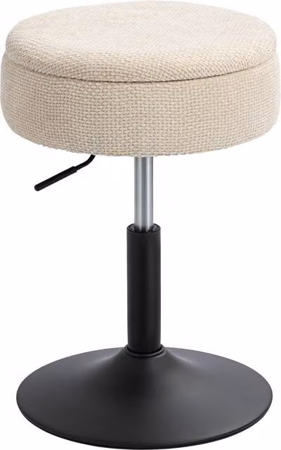 Sgabello da Bar HOMCOM con Contenitore, Altezza Regolabile e Seduta Girevole in Chenille Beige