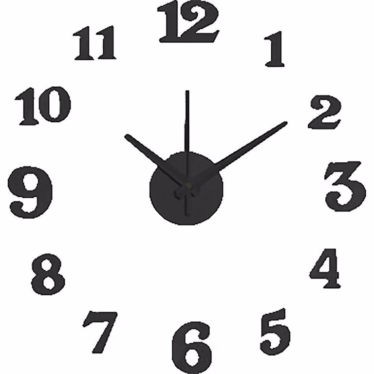 Orologio da parete analogico Dictrolux nero con design minimalista e adesivo, diametro: 50 cm