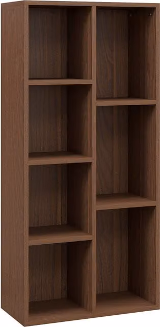 Libreria a Cubi HOMCOM in Legno con 7 Ripiani di Diverse Dimensioni, Colore Noce, L 50 x P 24 x H 106 cm