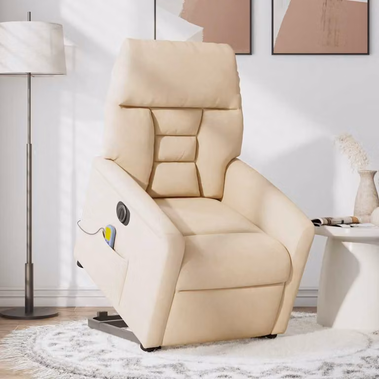 vidaXL Poltrona a Rialzo Reclinabile con Assistenza Elettrica Beige in Microfibra