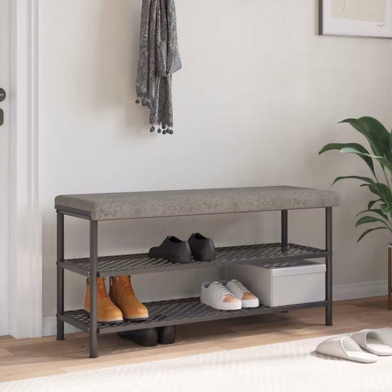 Cuscino per panchina vidaXL in tessuto scamosciato sintetico grigio L 110 cm x P 38 cm x H 3,5 cm