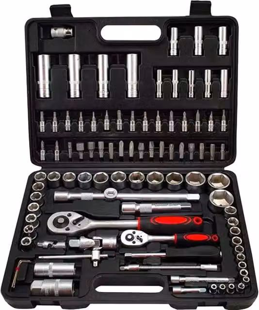 Set 94 Attrezzi da Lavoro Daimann in Cromo Vanadio Argento con Valigetta per Meccanica Professionale 1/2"