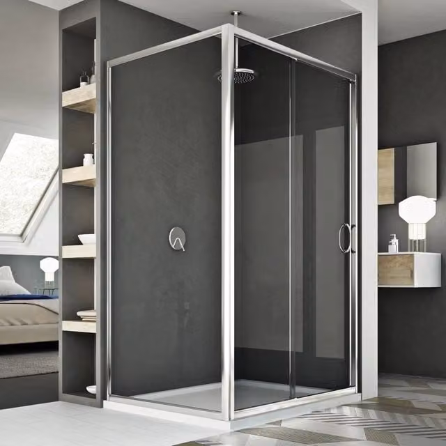 Box Doccia Rettangolare Idralite Replay Duo 1 con Anta Scorrevolente Trasparente L/P/H: 130 x 90 x 185 cm
