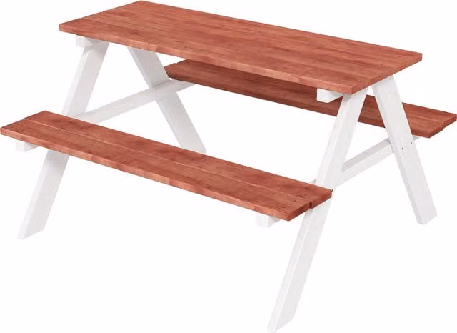 Set Tavolo da Picnic per Bambini con Panche in Legno di Pino Outsunny, Marrone