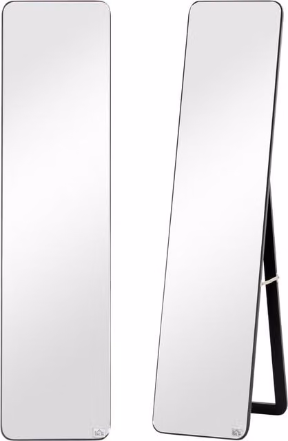 Specchio decorativo pieghevole HOMCOM da terra e parete con struttura in legno e design moderno, colore nero