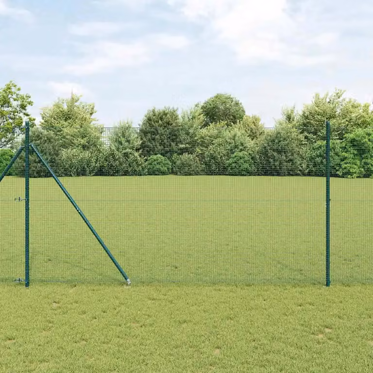 Recinzione in rete saldata con punte vidaXL, verde, in acciaio rivestito in PVC, L: 25 m, H: 1,5 m