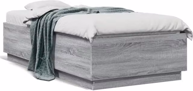 Letto singolo per adulti con giroletto e doghe in legno Rovere Sonoma L/P/H: 90 x 190 cm