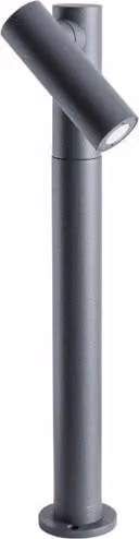 Lampada da esterno a palo Redo Group Oblik con LED luce bianca calda in alluminio e vetro grigio